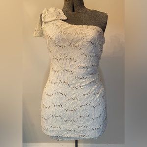 Ladies (juniors) cream color sparkling one shoulder dress - Sz9 - City Triangles